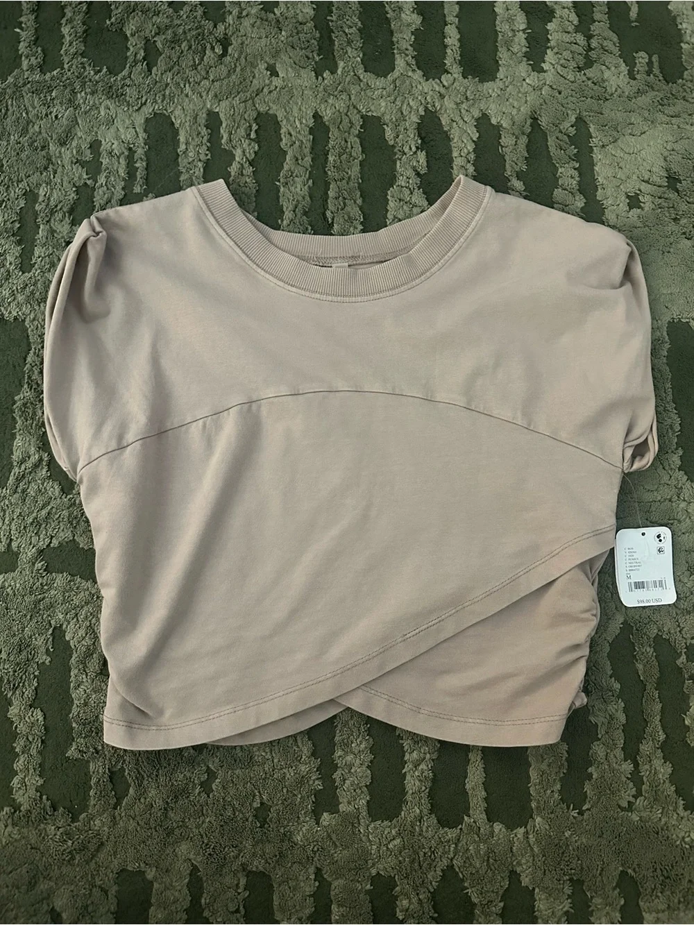 Free People Taupe Twist-Front Crop Tee